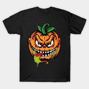 halloween scary evil pumpkin funny pumpkin head T-Shirt